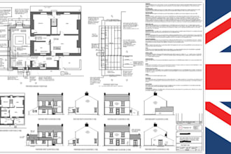 provide UK planning permission drawings for change of use and house extension