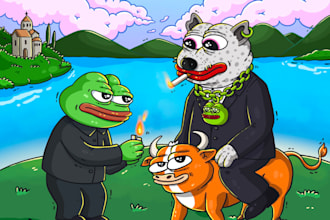 2d memecoin video, comic art, crypto meme art and animated videos for your proje