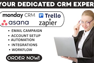 setup monday crm asana workflow, smartsheet zapier automation trello clickup