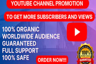 do organic youtube channel promotion to boost your subscribers and views