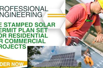 design solar permit plan set and provide pe stamped drawings for approval