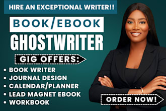 ghostwrite ebook writing as book writer, journal design, planner, workbook, note