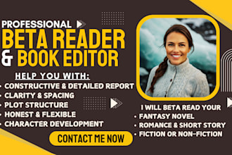 beta read and improve your children books, romance novel, fantasy, fiction book