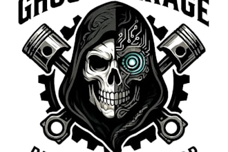 custom skull logo design dark, bold and badass