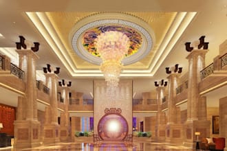 do 3d motel, hotel room, lodge, lobby, resort, 3d guest house with 3d rendering