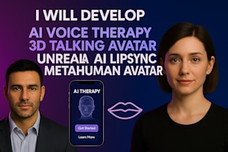 do ai voice therapy 3d talking avatar ai app, unreal ai lipsync metahuman avatar