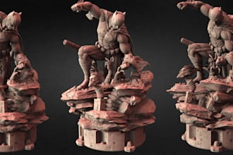 lookdev detailed 3d warrior minnature, character, figure stl, ready for 3d print