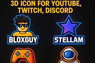 design roblox logo, stellar gaming lo go, 3d icon for youtube, twitch, discord