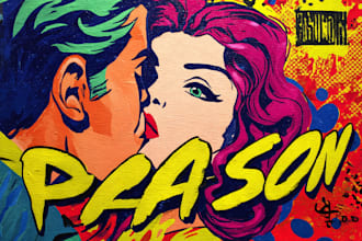 create a unique pop art and street graffiti style modern artwork