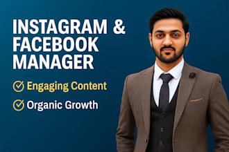 manage instagram and facebook with organic content, posts, and growth strategy