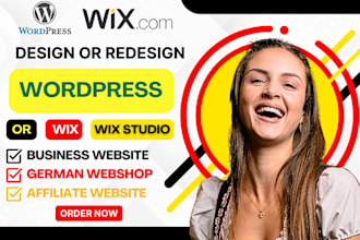 design wordpress website, wix studio website, wordpress blog, affiliate website
