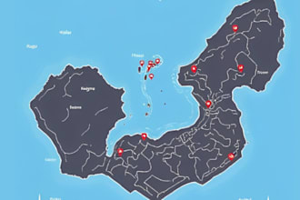 make custom map illustration, illustrated map for event, map design service
