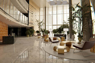 craft3d luxury hotel lobby,city hotel rendering,cgi wellness facility,d5 render