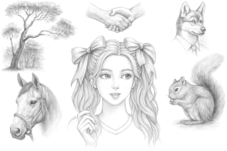 draw a hand drawn pencil and ink portrait sketch