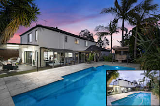 convert real estate photos to dusk and twilight editing with sky and light glow