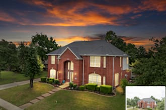 convert real estate photos to dusk and twilight editing with sky and light glow