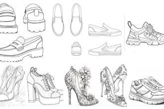 create custom fashion tech pack illustration bag design shoe design flat sketch