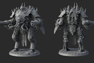 do 3d statue character, 3d warhammer miniatures, 3d tabletop for 3d printing