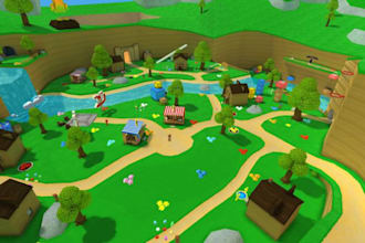 create a custom roblox map, world environment with asset and props