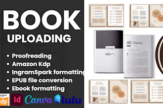 proofread, edit and upload your book and ebook on amazon KDP, lulu, ingramspark