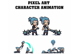 create pixel art animation, pixel game asset, pixel character of your choice