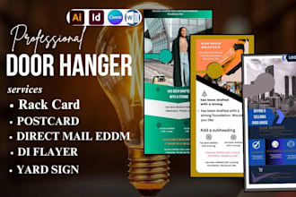 design door hanger, rack card, dl flyer, busines leaflet, postcard ,banner solar