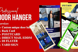 design door hanger, rack card, dl flyer, busines leaflet, postcard ,banner solar
