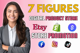 setup high ticket stan store,shopify,etsy 50k sales digital product promotion