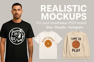 create realistic mockups with male or female models for your pod brand