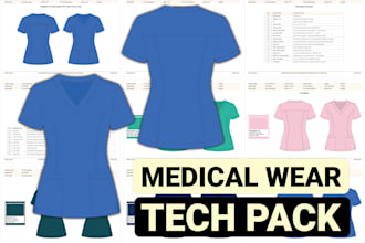 design medical scrub, lab coat, and uniform tech packs