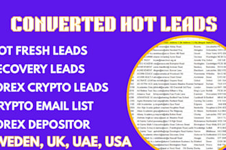 provide crypto email list, leads, coinbase, binance leads, forex crypto leads