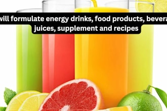 formulate energy drinks, food products, beverage, juices, supplement and recipes