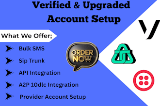 setup verified and upgraded twilio telnyx vonage account for sms