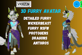 create, edit 3d vrchat furry avatars, nsfw models vrm vtuber models for vseeface