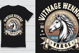 design stunning vintage horse logo t shirt graphics with retro flair