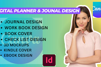 design custom printable, planner, workbook, canva ebook, digital planner
