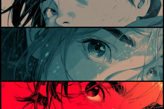 draw a comic book, cover art or manga in anime style
