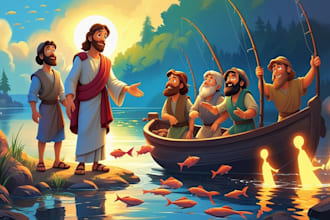 do bible themed illustration children storybook christian book design book cover