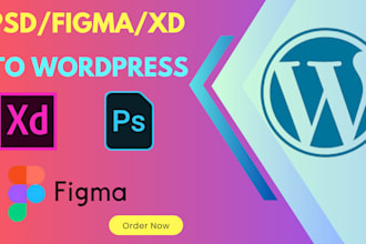 convert PSD, figma, xd to wordpress website