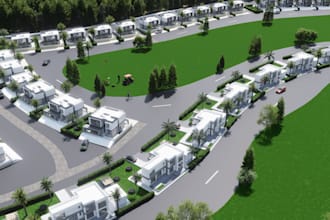 recreate modern 3d golf course map, luxury golf city building,real estate render