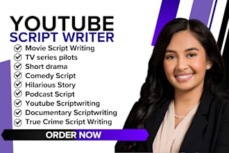 be youtube script writer,  true crime, short drama, documentary scriptwriting