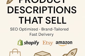 write SEO optimized product descriptions for shopify or etsy