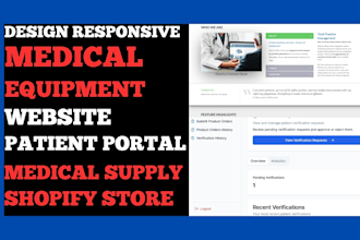 design medical equipment website patient portal medical supply shopify store