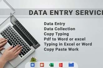 do data entry excel goolge sheets, form filling, web research email address
