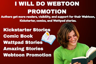do viral webtoon promotion, read wattpad story, manga, tapas to target audience