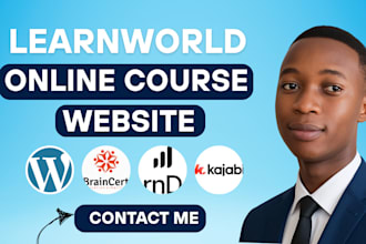 setup and design learnworlds online course site with sales pages of all courses