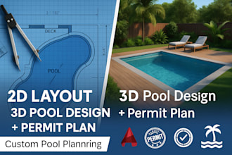 do swimming pool site plan, 3d pool design, permit set