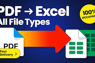 convert pdf to editable excel or CSV with 100 accuracy and fast delivery