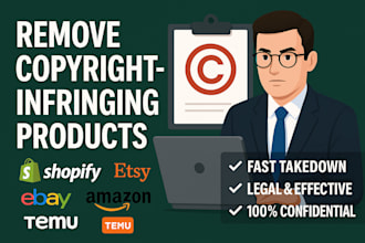 remove copyright infringing listings products shopify etsy ebay amazon temu dmca