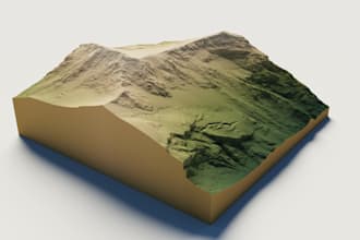 create a 3d custom design shaded relief map